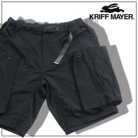 KRIFF MAYER / クリフメイヤー　ビッグポケット ハーフパンツ 速乾 軽量 ストレッチ クライミングパンツ キャンプショーツ ウェビングベルト 大容量ポケット ブラック