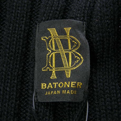 BATONER × L'ECHOPPE ／ バトナー × レショップ　エクストラファインメリノウール ナローネック ニット 日本製 ソリッドウール ブラック ｜ 秋冬　（No.370366）