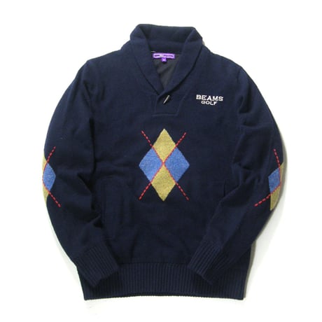 BEAMS GOLF PURPLE LABEL × Airshut NT ／ ビームスゴルフ パープルレーベル × エアシャット　撥水 防風 ショールカラー ニット ｜ 秋冬　（No.352139）