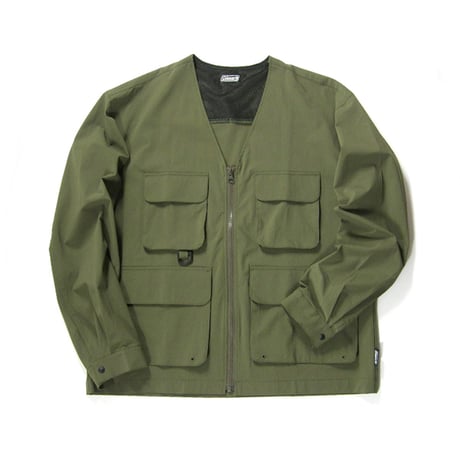 Coleman × CORDURA ／ コールマン × コーデュラ　強ストレッチ ジャケット 大容量 マルチポケット 防水 耐久 通気 アウター グリーン ｜ 春 秋冬 雨の日