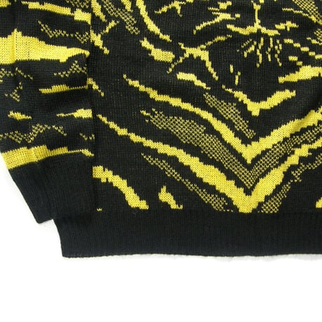 DEL MAR sportswear ／ デルマースポーツウェア　クルーネック ニット セーター ジャガード オーバーサイズ TIGER タイガー アニマル イエロー ｜ 秋冬