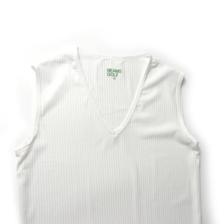 BEAMS GOLF × FREEZE TECH ／ ビームスゴルフ × フリーズテック　氷撃インナー 冷感 インナーシャツ 日本製 Vネック ノースリーブ 抗菌防臭 ホワイト ｜ オールシーズン
