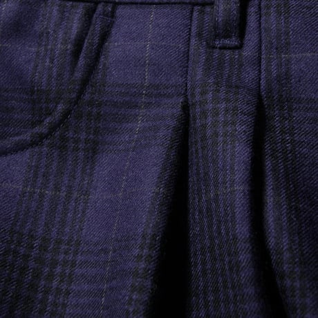 FARAH × JOURNAL STANDARD ／ ファーラー × ジャーナルスタンダード　ウール サキソニー ツータックパンツ スラックス チェック ネイビー ｜ 春 秋冬　（No.370199）