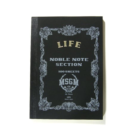 LIFE × MSGM COLLEGE ／ ライフ × エムエスジーエム カレッジ　NOBLE NOTE A5 日本製 ノーブルノート 方眼 ブラック ｜ オールシーズン　（No.353887）