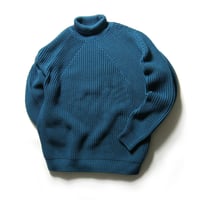 BATONER ／ バトナー　SIGNATURE TURTLE NECK ソリッドウール タートルネック ニット 日本製 シグネチャー セーター ブルー ｜ 秋冬　（No.371065）