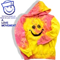 A LOVE MOVEMENT ／ アラブムーブメント　タイダイ スマイル パーカー アメリカ製 スウェット フーディー SMILE ピンク イエロー ｜ 秋冬　（No.351161）