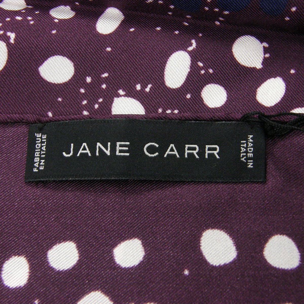 JANE CARR ／ ジェーンカー 大判 シルク スカーフ イタリア製 ドット