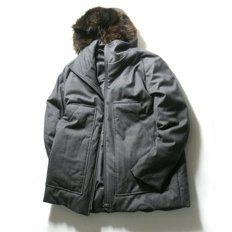 JIL SANDER ／ ジルサンダー　カシミヤ混 中綿入り ブルゾン イタリア製 ウール カシミア リアルファー 毛皮 アウター フーディー ｜ 秋冬　（No.270429）