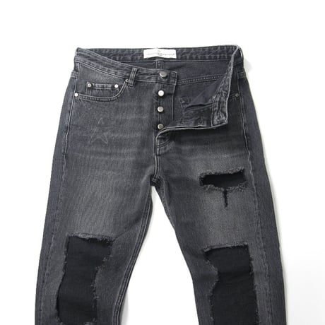 GOLDEN GOOSE DELUXE BRAND ／ ゴールデングース　デニムパンツ イタリア製 クラッシュデニム ダメージ加工 ジーンズ ジーパン ブラックデニム ｜ オールシーズン
