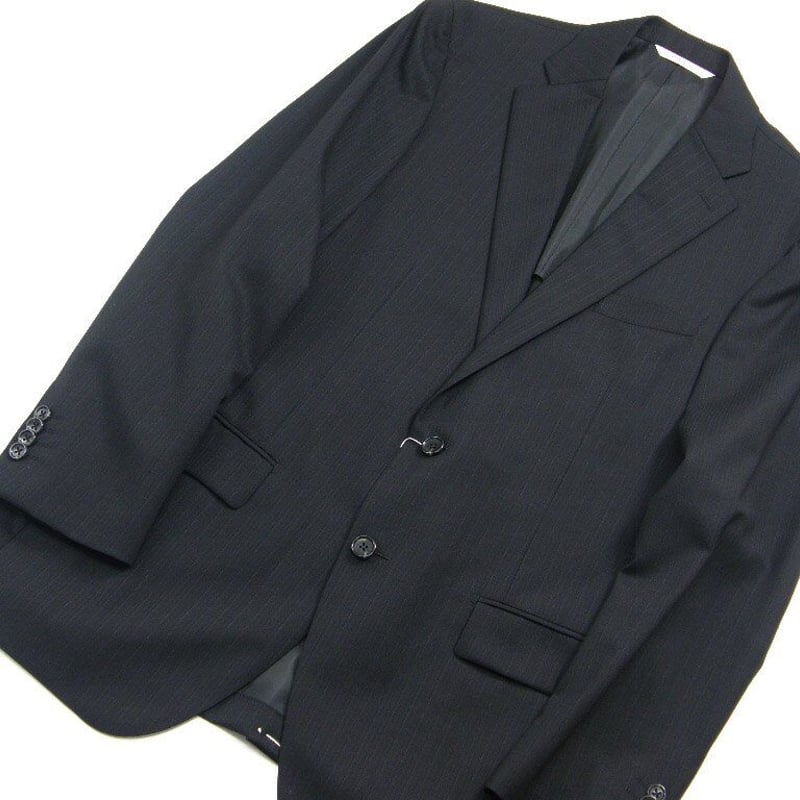 D'URBAN / ダーバン ブラック スーツ 日本製 織りストライプ 