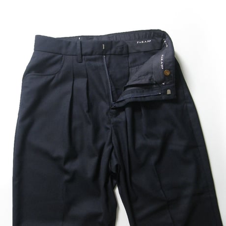 FARAH × JOURNAL STANDARD ／ ファーラー × ジャーナルスタンダード　ツータック ワイド テーパード パンツ トラウザーズ ネイビー ｜ オールシーズン　（No.370508）