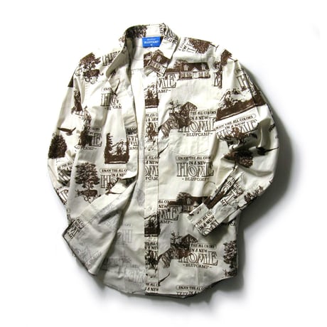BLUFCAMP ／ ブルーフキャンプ　長袖シャツ 日本製 スカーフ プリント モチーフ レトロ comme des garcons コムデギャルソン ｜ 春 秋冬
