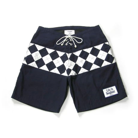 NALUTO TRUNKS × TOMORROWLAND ／ ナルトトランクス × トゥモローランド　山口縫製 サーフトランクス 日本製 ショートパンツ アーガイル ネイビー ｜ 春夏