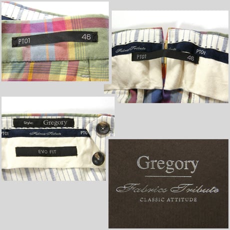 PT01 ／ ピーティーゼロウーノ　Gregory グレゴリー ストレッチ パンツ EVO FIT マドラスチェック ｜ オールシーズン