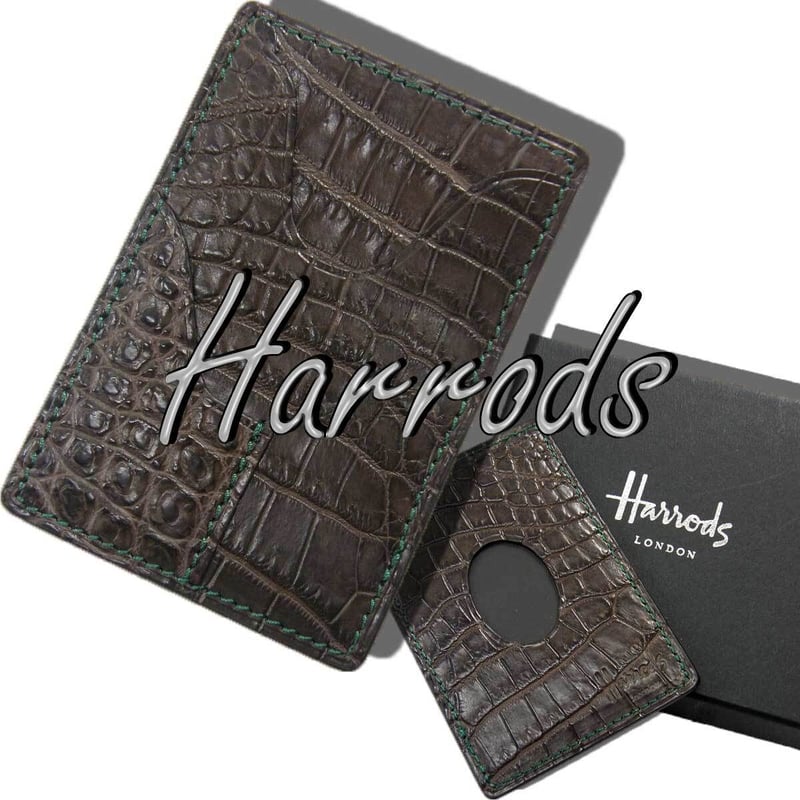Harrods / ハロッズ パスケース 日本製 ワニ革 箱付 レザー 定期入れ 