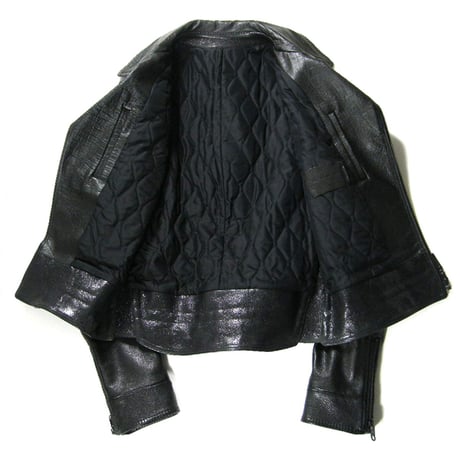 BALENCIAGA ／ バレンシアガ　オーストリッチ やぎ革 牛革 ライダース ジャケット イタリア製 レザー 本革 ダブル ブルゾン アウター ｜ 秋冬　（No.271468）