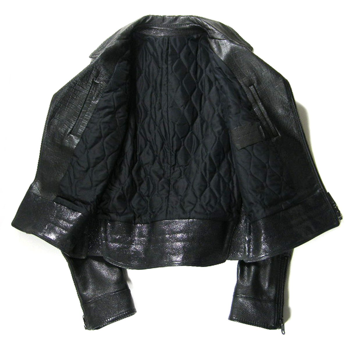 オーストリッチ レザージャケット BALENCIAGA ／ バレンシアガ オーストリッチ やぎ革 牛革 ライダース