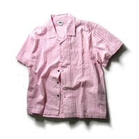 OBEY ／ オベイ　エンブロイダリーレース 半袖シャツ オープンカラーシャツ ウーブンシャツ ピンク ｜ 春夏　（No.380126）