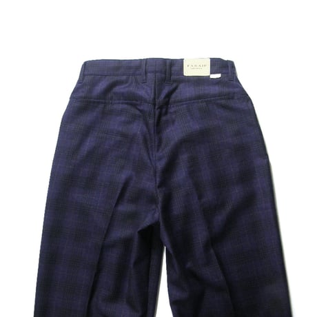 FARAH × JOURNAL STANDARD ／ ファーラー × ジャーナルスタンダード　ウール サキソニー ツータックパンツ スラックス チェック ネイビー ｜ 春 秋冬　（No.370199）