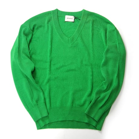 artens ／ アーテンス　ウール Vネック ニット 日本製 WOOL PIECE DYE KYO 緑 グリーン ｜ 秋冬　（No.351808）