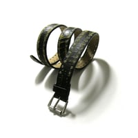 JIL SANDER ／ ジルサンダー　ニューヴィンテージ クラック加工 レザー ベルト イタリア製 バイカラー ブラック イエロー ｜ オールシーズン　（No.L750）