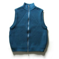 BATONER ／ バトナー　SIGNATURE DRIVERS VEST ソリッドウール ドライバーズ ニット ベスト 日本製 シグネチャー セーター ブルー ｜ 秋冬　（No.371066）