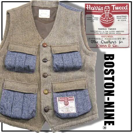 希少 ハリスツイード ベスト ヘリンボーン クレイジーパターン XL