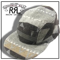 RRL ／ ダブルアールエル　DOUBLE RL ジェットキャップ 5パネル キャップ ネイティブ柄 ウール コットン 牛革 レザー Ralph Lauren ラルフローレン 帽子 ハット グレー