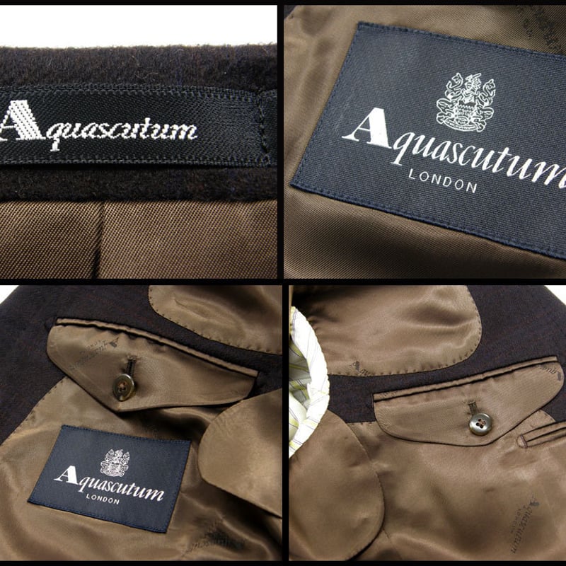 Aquascutum / アクアスキュータム カシミヤ ジャケット 日本製 最高級 こげ茶 ブ...