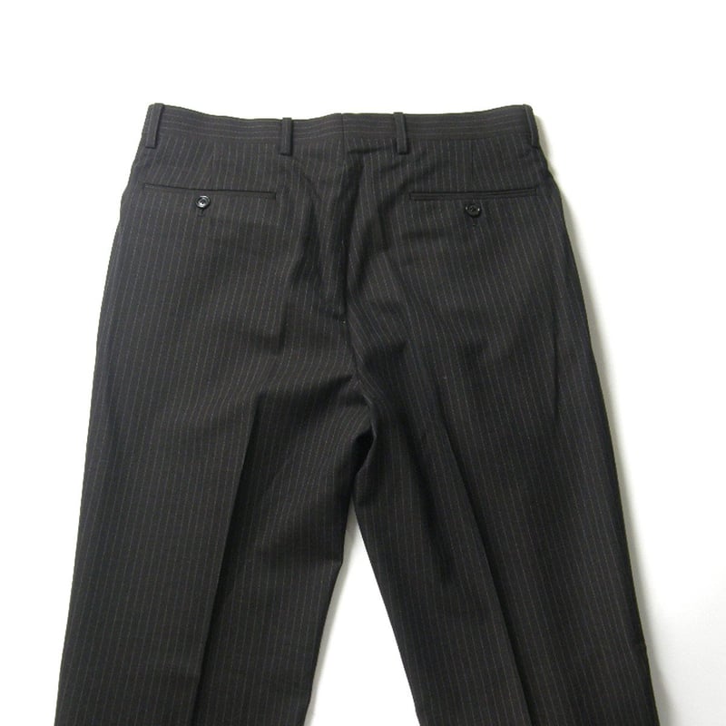 ラルフ　ブラウン　ストライプ　ウール　カシミヤ　　ダークブラウン　ツータック ラルフブラウンストライプウールカシミヤダークブラウンツータック