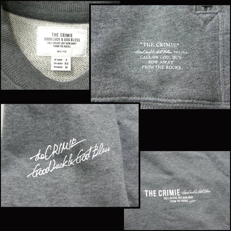 CRIMIE / クライミー　ポケット スウェット SMALL LOGO CREW NECK SWEAT トレーナー プルオーバー ジップポケット クルーネック ロゴ グラフィック チャコール グレー
