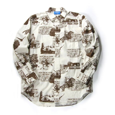 BLUFCAMP ／ ブルーフキャンプ　長袖シャツ 日本製 スカーフ プリント モチーフ レトロ comme des garcons コムデギャルソン ｜ 春 秋冬