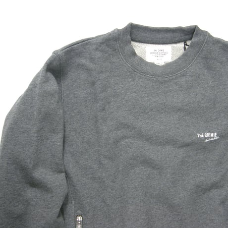 CRIMIE / クライミー　ポケット スウェット SMALL LOGO CREW NECK SWEAT トレーナー プルオーバー ジップポケット クルーネック ロゴ グラフィック チャコール グレー