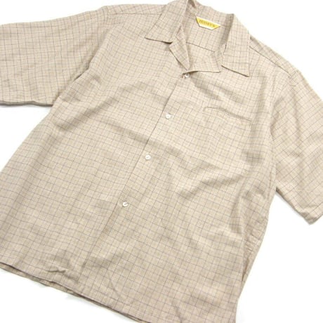 PENNEY'S ／ ペニーズ　半袖シャツ タッターソールチェック オープンカラー シャツ 綿 コットン 70s HAWAII PENNEYS SHIRTS ハワイアンシャツ ベージュ ｜ 春夏