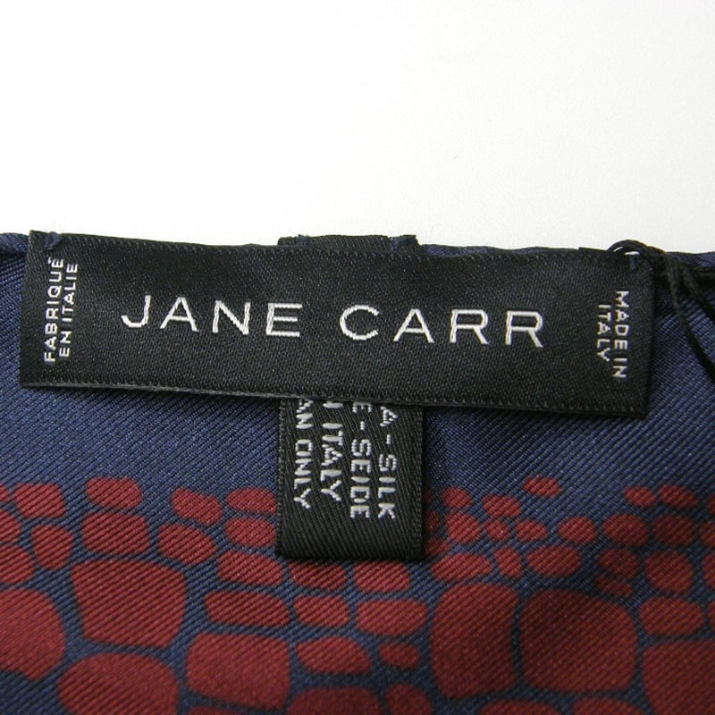 【美品】 ジェーンカー シルク スカーフ JANECARR イギリス JANE CARR ／ ジェーンカー 大判 シルク スカーフ イタリア製 クロコ