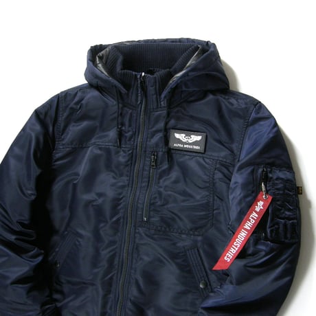 ALPHA INDUSTRIES × THERMOLITE ／ アルファインダストリーズ × サーモライト　中綿ジャケット フード 取り外し可能 ネイビー ｜ 秋冬　（No.370593）
