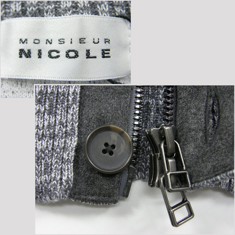 ★美品★ MONSIEUR NICOLE アンコンジャケット ニット ストライプ ☆美品☆ MONSIEUR NICOLE アンコンジャケット ニット ストライプ
