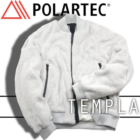 TEMPLA × POLARTEC / テンプラ ポーラテック　MA-1 ボンバージャケット 軽量 通気 保温 アウター フリース アウター 止水ジップ ライトグレー