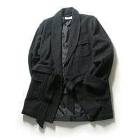 DEREK ROSE ／ デレクローズ　カシミヤ混 スモーキングジャケット イギリス製 ショールカラー コート チャコール ブラック ｜ 秋冬　（No.331788）