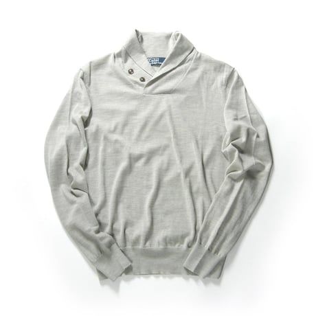 Ralph Lauren ／ ラルフローレン　ショールカラーニット 薄手 ウール ショールカラー ニット セーター ライトグレー ｜ 春 秋冬　（No.272088）