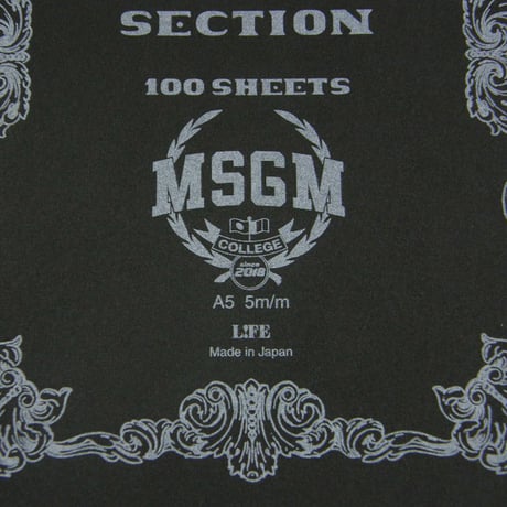 LIFE × MSGM COLLEGE ／ ライフ × エムエスジーエム カレッジ　NOBLE NOTE A5 日本製 ノーブルノート 方眼 ブラック ｜ オールシーズン　（No.353887）