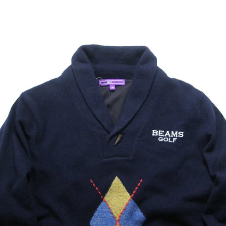 BEAMS GOLF PURPLE LABEL × Airshut NT ／ ビームスゴルフ パープルレーベル × エアシャット　撥水 防風 ショールカラー ニット ｜ 秋冬　（No.352139）