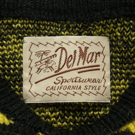 DEL MAR sportswear ／ デルマースポーツウェア　クルーネック ニット セーター ジャガード オーバーサイズ TIGER タイガー アニマル イエロー ｜ 秋冬