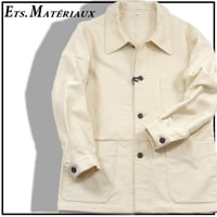 ETS.MATERIAUX ／ マテリオ　超長綿 ピマーナ ワークジャケット 日本製 フレンチワーク カバーオールジャケット クロス型ボタン モールスキン 経年変化 ｜ 秋冬　（No.350716）