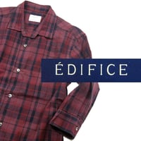 EDIFICE ／ エディフィス　オーバーダイ 七分袖 シャツ 日本製 後染め チェック エンジ ｜ 春夏 秋　（No.292301）