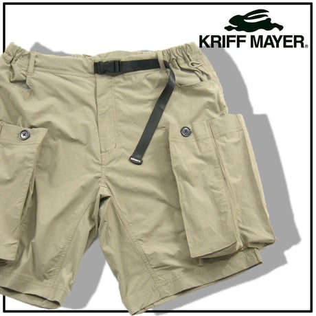 KRIFF MAYER / クリフメイヤー　ビッグポケット ハーフパンツ 速乾 軽量 ストレッチ クライミングパンツ キャンプショーツ ウェビングベルト 大容量ポケット ベージュ
