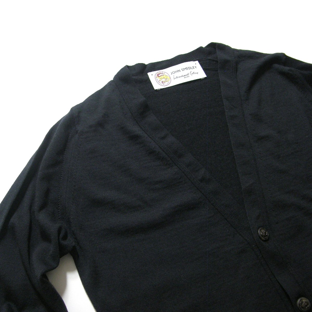 JOHN SMEDLEY Beams カーディガン S ブラック JOHN SMEDLEY × ARTUMES & Co. × International Ga