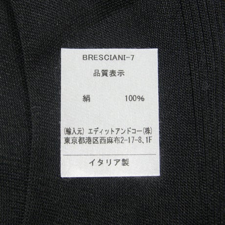 BRESCIANI ／ ブレッシアーニ　シルク ソックス イタリア製 絹 靴下 ブラック ｜ オールシーズン　（No.370831）