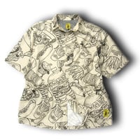 Cobmaster × Teflon EcoElite ／ コブマスター × テフロン エコエリート　撥水 コーチジャケット 半袖 シャツ アウター ハンバーガー ピザ ベージュ ｜ 春夏