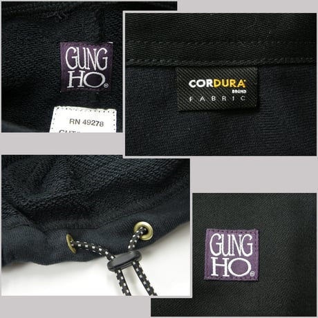 GUNG HO × CORDURA ／ ガンホー × コーデュラ　パーカー スウェット フーディー RANGLAN PULL HOODIE ブラック ｜ 春 秋冬　（No.351918）